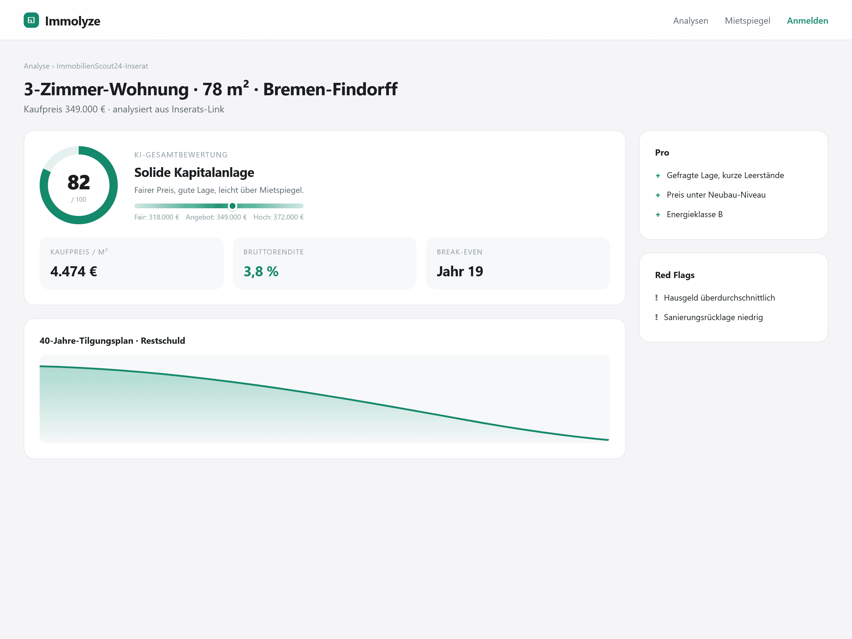 Immolyze – App-Screenshot